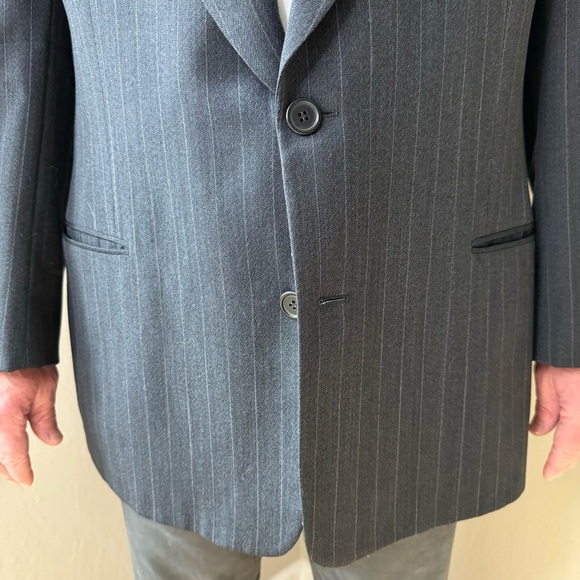 GIORGIO ARMANI Le Collezioni 2 Button Pinstripe Blazer Sport Coat New Wool Gray - Picture 6 of 16